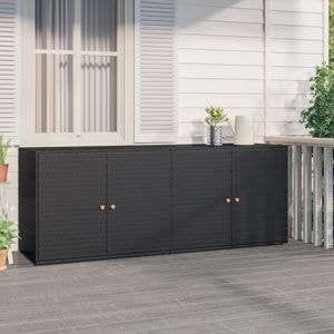 Dulap depozitare gradina VIDAXL, poliratan, 198 x 55.5 x 80 cm, negru