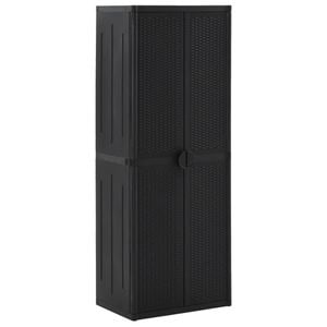 Dulap depozitare gradina vidaXL, negru, 65x45x172 cm, PP ratan