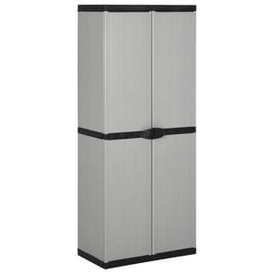 Dulap depozitare gradina vidaXL, 3 rafturi, gri/negru, 68x40x168 cm