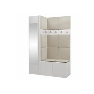 Cuier Hol Luca 5, alb cu tapiterie bej, 188 x 124 x 46 cm