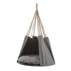 Hamac, tip scaun, cu structura metalica, sezut rotund, 80 x 133 cm, gri