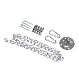 Set fixare plafon pentru hamac DacEnergy, metal si otel inoxidabil, lant 1.5 m, 12 piese, greutate suportata 250 kg