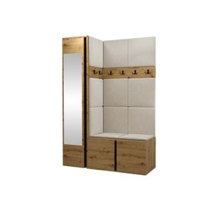 Cuier Hol Luca 5, artisan cu tapiterie bej, 188 x 124 x 46 cm