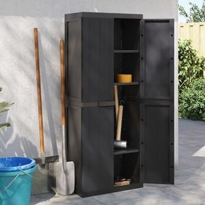 Dulap depozitare de exterior, 65x37x165 cm, Polipropilena, negru