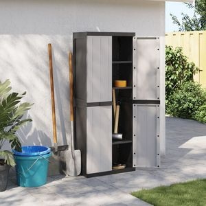 Dulap depozitare de exterior, 65x37x165 cm, Polipropilena, gri-negru