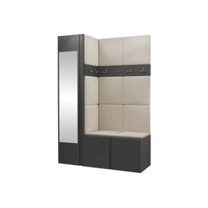 Cuier Hol Luca 5, grafit cu tapiterie bej, 188 x 124 x 46 cm