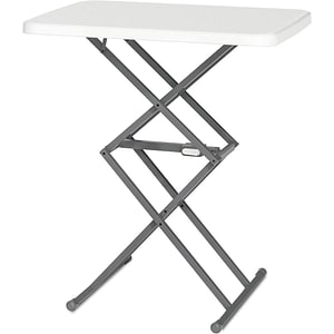 Masa Quasar & Co., pliabila, inaltime reglabila, cu suport de telefon/tableta, universala, metal/ABS, alb-gri