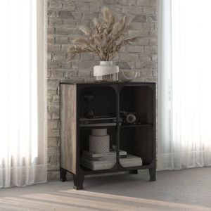 Dulap de depozitare, 72x36x82 cm, metal si MDF, gri