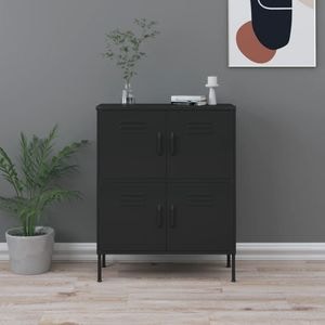 Dulap de depozitare, 80x35x101.5 cm, otel, negru