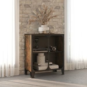 Dulap de depozitare in stil rustic, 72x36x82 cm, metal si MDF, maro