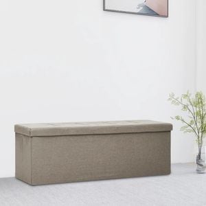 Banca de depozitare pliabila vidaXL, imitatie de panza, gri taupe