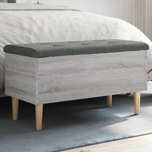 Banca de depozitare vidaXL, 82x42x46 cm, lemn prelucrat, gri sonoma