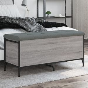 Banca de depozitare vidaXL, 102x42x45 cm, lemn prelucrat, gri sonoma
