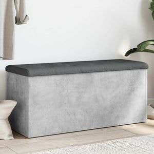 Banca de depozitare vidaXL, 102x42x45 cm, lemn prelucrat, gri beton