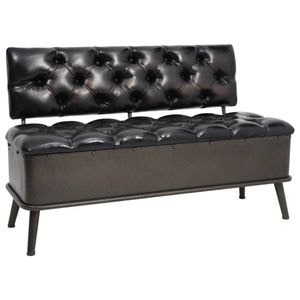 Banca de depozitare vidaXL cu spatar, 110 cm, piele ecologica, negru