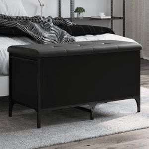 Banca de depozitare vidaXL, 82x42x45 cm, lemn prelucrat, negru