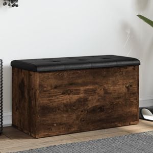 Banca de depozitare vidaXL, 82x42x45 cm lemn prelucrat, stejar fumuriu