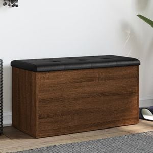 Banca de depozitare vidaXL, 82x42x45 cm, lemn prelucrat, stejar maro