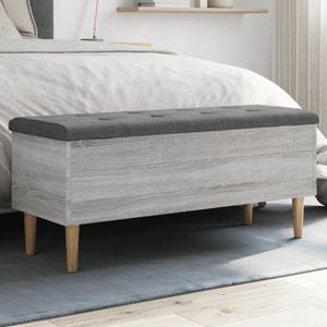 Banca de depozitare vidaXL, 102x42x46 cm, lemn prelucrat, gri sonoma
