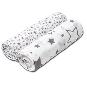 Set 2 paturici muselina Kidizi Galaxy Grey, 100% bumbac, 120x120 cm