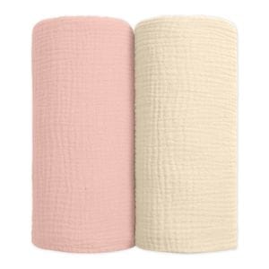 Set 2 paturi pentru bebelusi de vara din muselina dubla Kidizi Pink, bumbac 100%, 100x100 cm