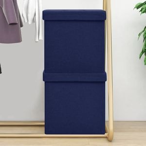 Taburete depozitare pliabile vidaXL, 2 buc, 38 x 38 x 38 cm, albastru, imitatie panza