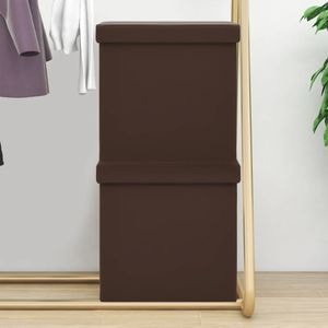 Taburete cu depozitare pliabile vidaXL, 2 buc, 38 x 38 x 38 cm, maro, PVC