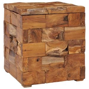 Taburet de depozitare vidaXL, lemn masiv de tec
