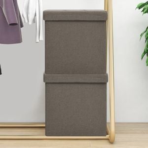 Taburete depozitare pliabile vidaXL, 2 buc, gri taupe, imitatie panza, 38 x 38 x 38 cm
