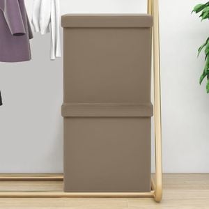 Taburete cu depozitare pliabile vidaXL, 2 buc, cappuccino, PVC, 38 x 38 x 38 cm