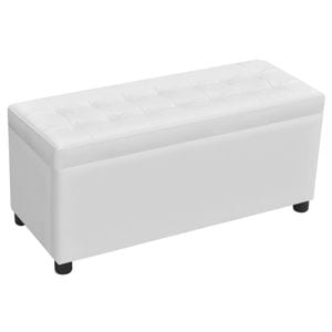 Taburet de depozitare vidaXL, piele artificiala, alb