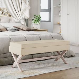 Taburet de depozitare vidaXL, 110x45x49 cm, in, bej