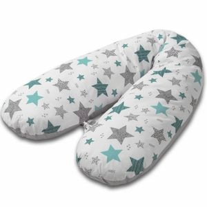 Perna gravide 3 in 1 cu husa detasabila Kidizi Lena, lungime 160 cm, All Mint Stars