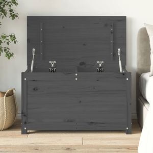 Cutie de depozitare vidaXL, 80x40x45.5 cm, lemn masiv de pin, gri