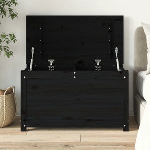 Cutie de depozitare vidaXL, 80x40x45.5 cm, lemn masiv de pin, negru