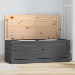 Cutie de depozitare vidaXL, 89x36.5x33 cm, lemn masiv de pin, gri