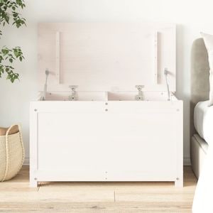 Cutie de depozitare vidaXL, 80x40x45.5 cm, lemn masiv de pin, alb