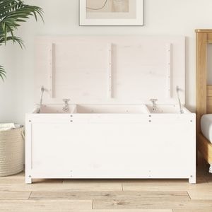 Cutie de depozitare vidaXL, 110x50x45.5 cm, lemn masiv de pin, alb