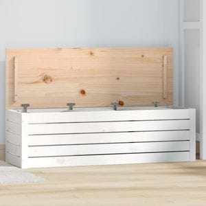Cutie de depozitare vidaXL, 109x36.5x33 cm, lemn masiv de pin, alb