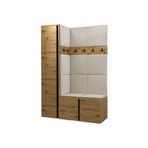 Cuier Hol Luca 6, artisan cu tapiterie bej, 188 x 124 x 46 cm