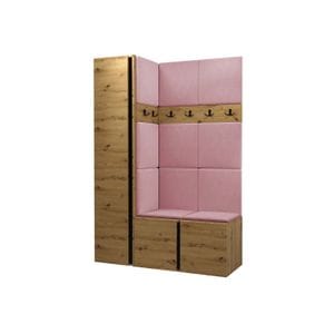 Cuier Hol Luca 6, artisan cu tapiterie roz, 188 x 124 x 46 cm