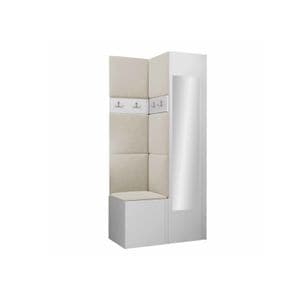 Cuier Hol Luca 7, alb cu tapiterie bej, 188 x 82 x 44 cm
