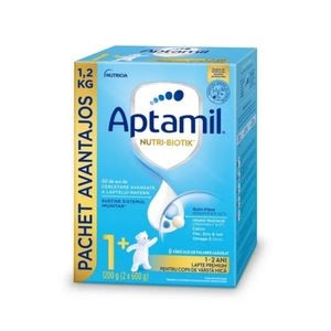 Lapte praf APTAMIL NUTRI-BIOTIK 1+, pentru copii de varsta mica, 1-2 ani, 1200 g
