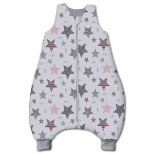 Sac de dormit cu picioare pentru copii 6-18 luni Kidizi All Pink Stars 1 tog, mansete transformabile in soseta