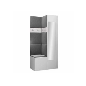 Cuier Hol Luca 7, alb cu tapiterie gri deschis, 188 x 82 x 44 cm