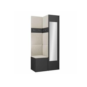 Cuier Hol Luca 7, grafit cu tapiterie bej, 188 x 82 x 44 cm