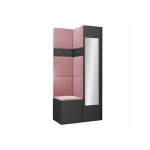 Cuier Hol Luca 7, grafit cu tapiterie roz, 188 x 82 x 44 cm