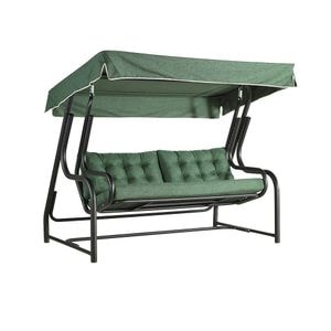 Balansoar gradina, fabricat din metal, acoperisul si perna din poliester, 3 persoane, rezistenta la uv, 200 x 120 x 165 cm, verde