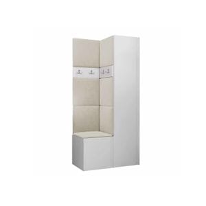 Cuier Hol Luca 8, alb cu tapiterie bej, 188 x 82 x 44 cm