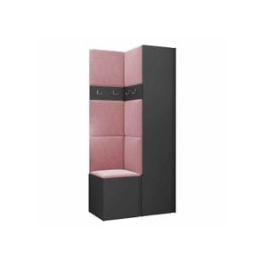 Cuier Hol Luca 8, grafit cu tapiterie roz, 188 x 82 x 44 cm